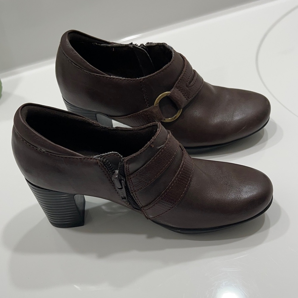 Clarks Chocolate Brown Heeled Boots